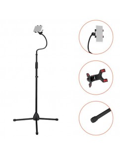 Cell Phone Stand Adjustable Height & Angle Phone Holder Flexible Long Arm Headboard Bedside Lazy Bracket Side Clamps Extend 4.3 Inch Suit For Live Broadcast, Online Class, Face Time, Zoom Meeting, Vid