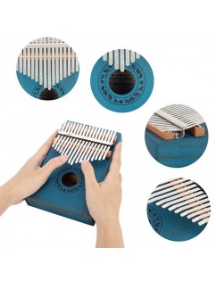 17 Keys Kalimba Thumb Piano Mahogany wood for Kids Adult Beginners Blue