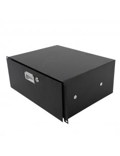 [US-W]19" 4U Steel Plate DJ Drawer Equipment Cabinet with Keys Black