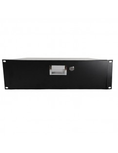 [US-W]19" 3U Steel Plate DJ Drawer Equipment Cabinet with Keys Black