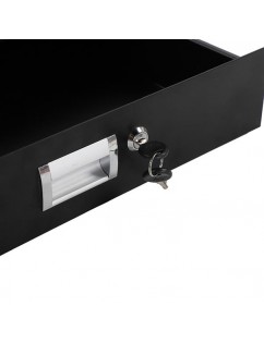 [US-W]19" 2U Steel Plate DJ Drawer Equipment Cabinet with Keys Black