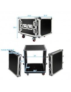 [US-W]19" 8U Single Layer Double Door DJ Equipment Cabinet Black & Silver